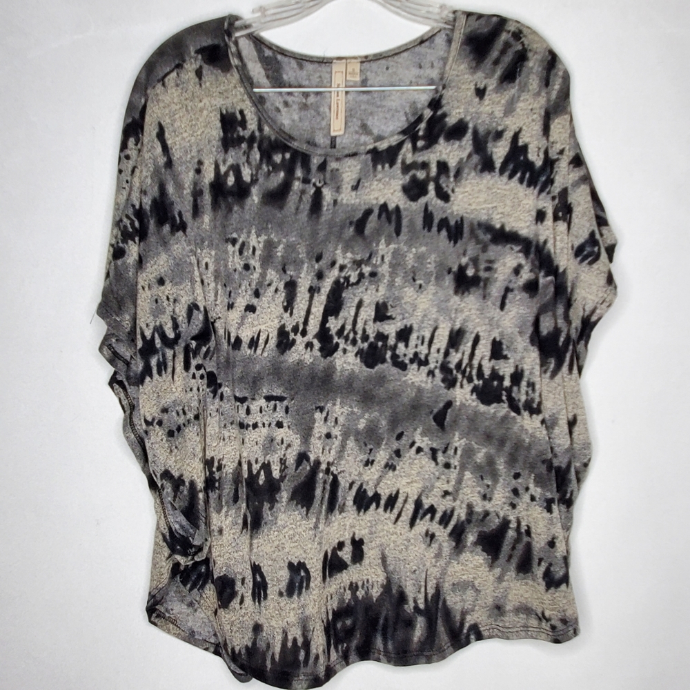 Susan Lawrence Blouse Tunic Small Black Tie-Dye Womens